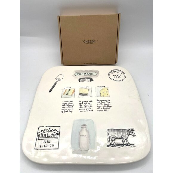 Retired Rae Dunn Magenta Fromage Cheeseboard and 4 Knives Set New Cheese Serving - Picture 1 of 4